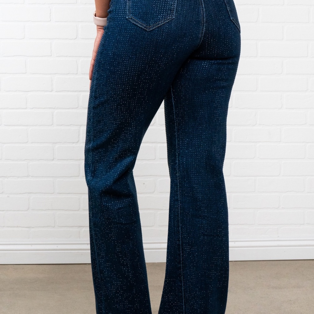Adaline Rhinestone Straight Jeans | Blue - Picture 7 of 7